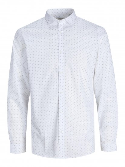 Jack & Jones JPRBLACARDIFF Print Shirt LS White - Skjorter - Store skjorter - 2XL-8XL