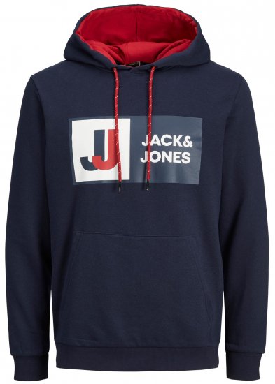 Jack & Jones JCOLOGAN Hoodie Navy - Gensere og hettegensere - Store hettegensere - 2XL-14XL