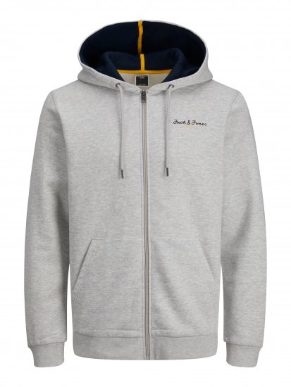 Jack & Jones JCOBERG SWEAT ZIP Hoodie Grey Melange - Gensere og hettegensere - Store hettegensere - 2XL-14XL