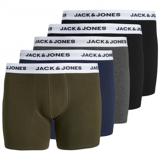 Jack & Jones BASIC White WB Trunks 5-Pack Green - Undertøy & badetøy - Undertøy store størrelser 