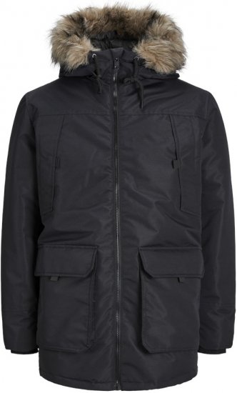Jack & Jones CONSTRUCT Windproof Fur Parka Black - Jakker - Store jakker - 2XL-12XL