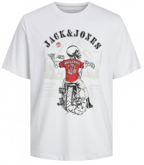 Jack & Jones JJSKULL ROCK T-Shirt White - T-skjorter - Store T-skjorter - 2XL-14XL