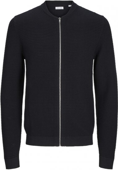 Jack & Jones OTTO Knitted Sweater with Zipper Black - Gensere og hettegensere - Store hettegensere - 2XL-14XL