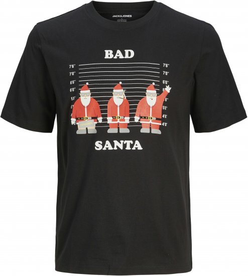Jack & Jones XMAS Funny Bad Santa T-Shirt Black - T-skjorter - Store T-skjorter - 2XL-14XL