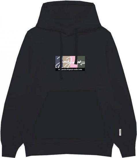 Jack & Jones PORTLAND Hoodie Black - Gensere og hettegensere - Store hettegensere - 2XL-14XL