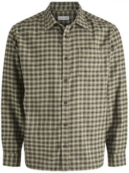 Jack & Jones Mini Check Long Sleeve Shirt Dusty Olive - Skjorter - Store skjorter - 2XL-8XL