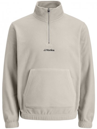 Jack & Jones Soho Half Zip Fleece Sweatshirt Moonbeam - Gensere og hettegensere - Store hettegensere - 2XL-14XL