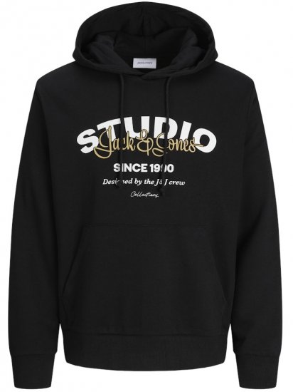 Jack & Jones Yuki Hood Sweatshirt Black - Gensere og hettegensere - Store hettegensere - 2XL-14XL
