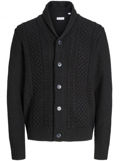 Jack & Jones Paul Shawl Knit Cardigan Black - Gensere og hettegensere - Store hettegensere - 2XL-14XL