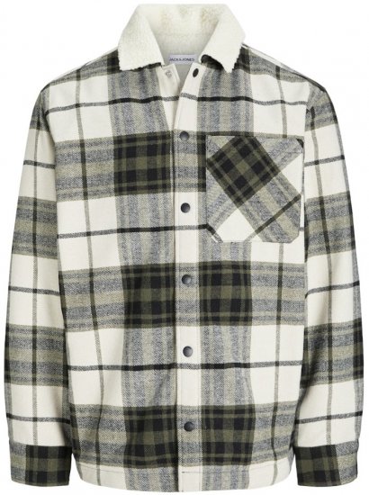 Jack & Jones Zac Teddy Long Sleeve Overshirt Jacket Dusty Olive - Jakker - Store jakker - 2XL-12XL
