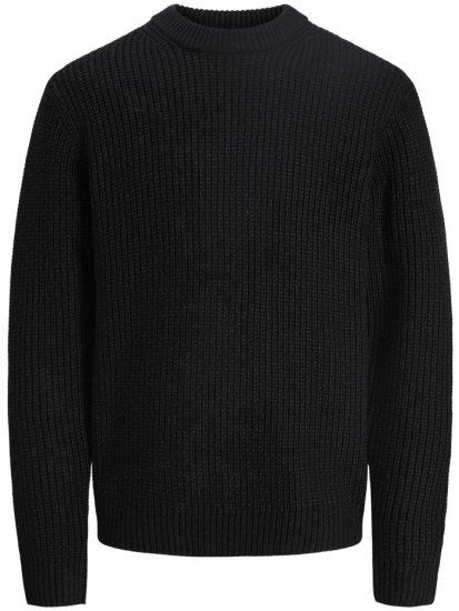 Jack & Jones Bleecker Crew Neck Knitted Sweater Black - Gensere og hettegensere - Store hettegensere - 2XL-14XL