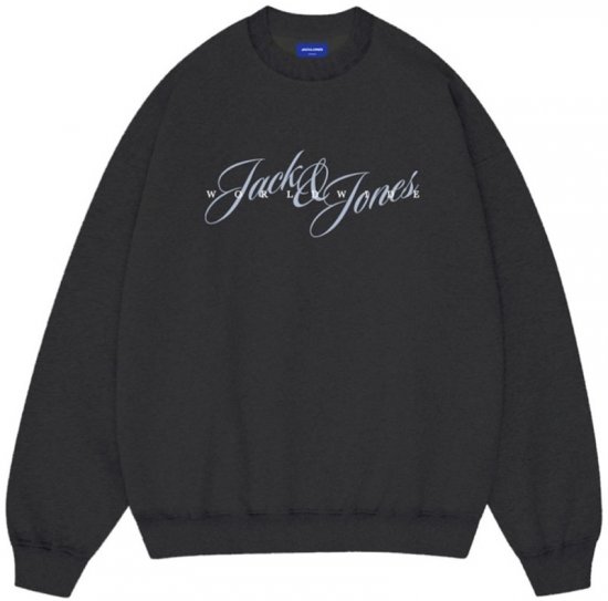 Jack & Jones Wood Crew Neck Sweatshirt Black - Gensere og hettegensere - Store hettegensere - 2XL-14XL