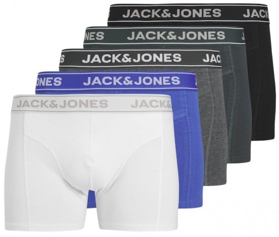Jack & Jones Black Friday Trunks 5-Pack Black Grey Blue White - Undertøy & badetøy - Undertøy store størrelser 