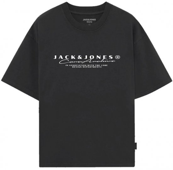 Jack & Jones Point Branding Crew Neck T-Shirt Black - T-skjorter med trykk i store størrelser - T-skjorter med trykk i store størrelser