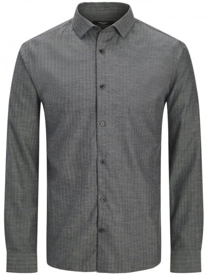 Jack & Jones Parker Melange Long Sleeve Shirt Black - Skjorter - Store skjorter - 2XL-8XL