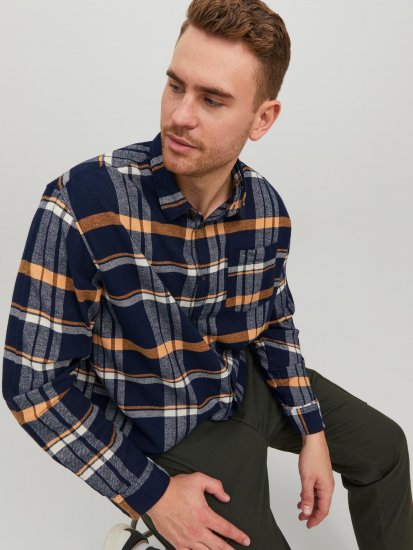 Jack & Jones JOROWEN CHECK COMFORT Shirt Navy - Skjorter - Store skjorter - 2XL-8XL