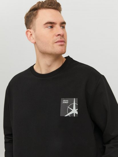 Jack & Jones JCOFILO Crew Neck Sweater with Back Print Black - Gensere og hettegensere - Store hettegensere - 2XL-14XL