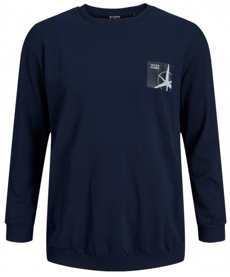 Jack & Jones JCOFILO Crew Neck Sweater with Back Print Navy Blazer - Gensere og Hettegensere - Store hettegensere - 2XL-14XL