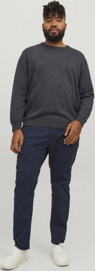 Jack & Jones BASIC Knitted Sweater Dark Grey Melange - Gensere og hettegensere - Store hettegensere - 2XL-14XL