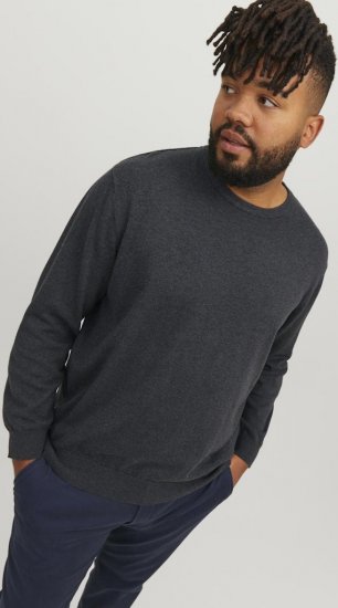 Jack & Jones BASIC Knitted Sweater Dark Grey Melange - Gensere og hettegensere - Store hettegensere - 2XL-14XL