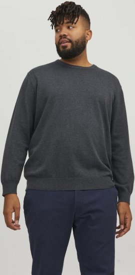 Jack & Jones BASIC Knitted Sweater Dark Grey Melange - Gensere og hettegensere - Store hettegensere - 2XL-14XL