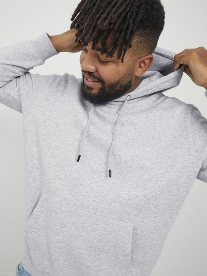 Jack & Jones BRADLEY Hoodie Light Grey Melange - Gensere og hettegensere - Store hettegensere - 2XL-14XL