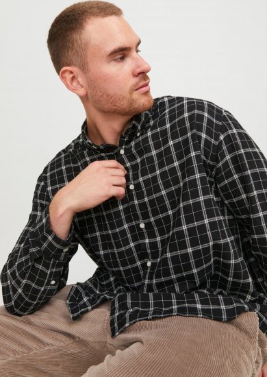Jack & Jones JORCOZY FLANNEL CHECK SHIRT LS Black - Skjorter - Store skjorter - 2XL-8XL