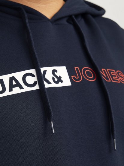 Jack & Jones CORP LOGO PLAY 5 Print Hoodie Navy Blazer - Gensere og hettegensere - Store hettegensere - 2XL-14XL