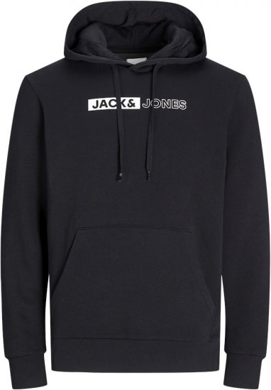 Jack & Jones CORP LOGO PLAY 5 Print Hoodie Black - Gensere og hettegensere - Store hettegensere - 2XL-14XL
