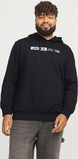 Jack & Jones CORP LOGO PLAY 5 Print Hoodie Black - Gensere og hettegensere - Store hettegensere - 2XL-14XL