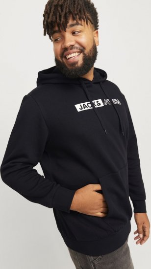 Jack & Jones CORP LOGO PLAY 5 Print Hoodie Black - Gensere og hettegensere - Store hettegensere - 2XL-14XL