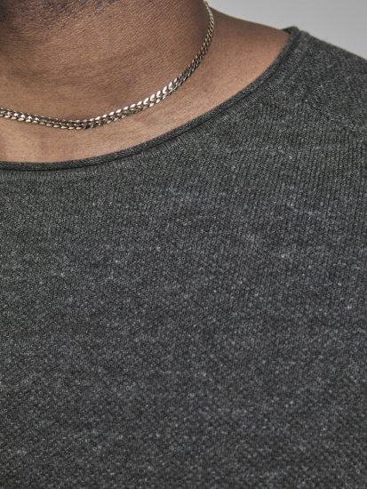 Jack & Jones HILL Knitted Sweater Dark Grey Melange - Gensere og hettegensere - Store hettegensere - 2XL-14XL