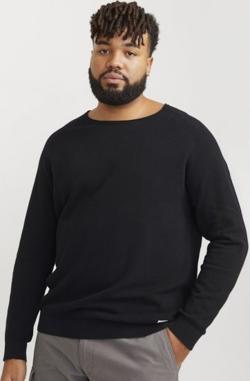 Jack & Jones HILL Knitted Sweater Black - Gensere og hettegensere - Store hettegensere - 2XL-14XL