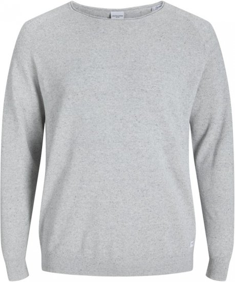 Jack & Jones HILL Knitted Sweater Light Grey Melange - Gensere og hettegensere - Store hettegensere - 2XL-14XL