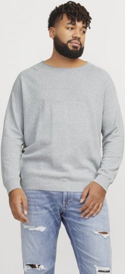 Jack & Jones HILL Knitted Sweater Light Grey Melange - Gensere og hettegensere - Store hettegensere - 2XL-14XL