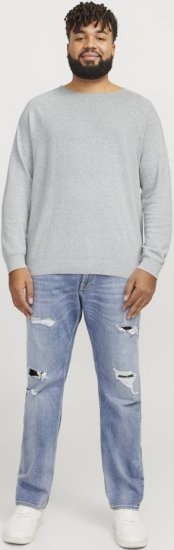 Jack & Jones HILL Knitted Sweater Light Grey Melange - Gensere og hettegensere - Store hettegensere - 2XL-14XL