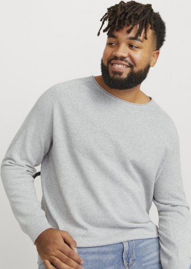 Jack & Jones HILL Knitted Sweater Light Grey Melange - Gensere og hettegensere - Store hettegensere - 2XL-14XL