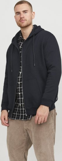 Jack & Jones BRADLEY Zip Hoodi Black - Gensere og hettegensere - Store hettegensere - 2XL-14XL