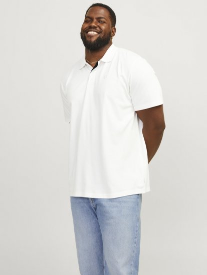 Jack & Jones Rodney Short Sleeve Polo White - Polo- & piqueskjorter - Poloskjorte i store størrelser - 2XL-8XL