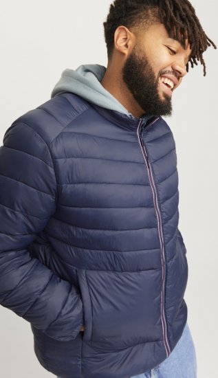 Jack & Jones SPRINT True Red Stitches Quilted Collar Jacket Navy Blazer - Jakker - Store jakker - 2XL-12XL