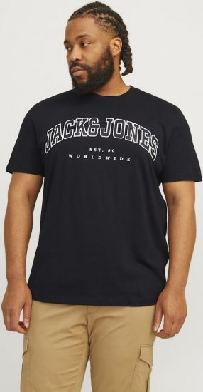 Jack & Jones CALEB VARSITY O-Neck T-Shirt Black - T-skjorter - Store T-skjorter - 2XL-14XL