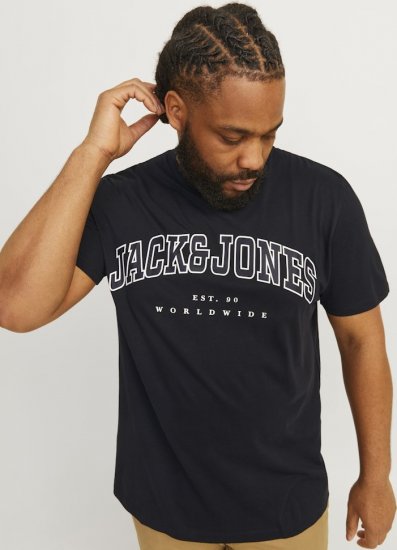 Jack & Jones CALEB VARSITY O-Neck T-Shirt Black - T-skjorter - Store T-skjorter - 2XL-14XL