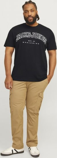Jack & Jones CALEB VARSITY O-Neck T-Shirt Black - T-skjorter - Store T-skjorter - 2XL-14XL