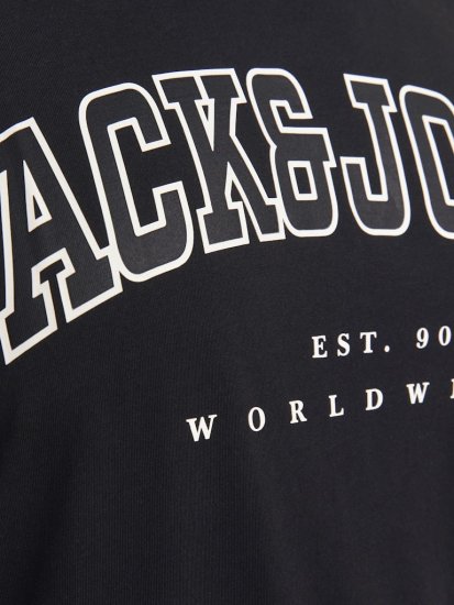 Jack & Jones CALEB VARSITY O-Neck T-Shirt Black - T-skjorter - Store T-skjorter - 2XL-14XL
