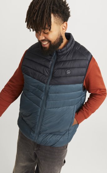 Jack & Jones SPRINT Black Blocking BODYWARMER With Collar Dark Turquoise - Jakker - Store jakker - 2XL-12XL