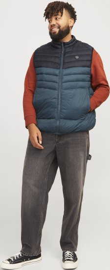 Jack & Jones SPRINT Black Blocking BODYWARMER With Collar Dark Turquoise - Jakker - Store jakker - 2XL-12XL