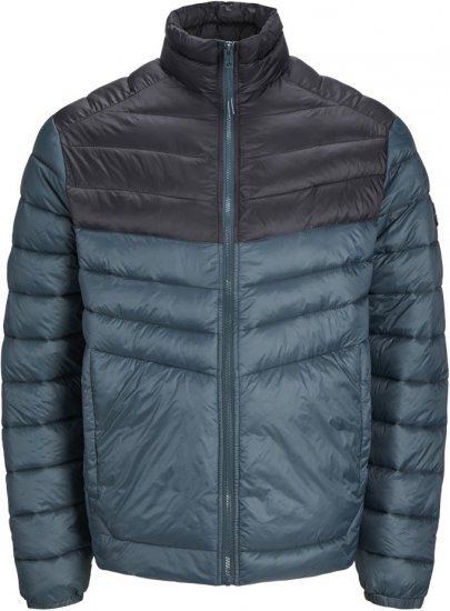 Jack & Jones SPRINT Black Blocking Quilted Collar Jacket Teal - Jakker - Store jakker - 2XL-12XL
