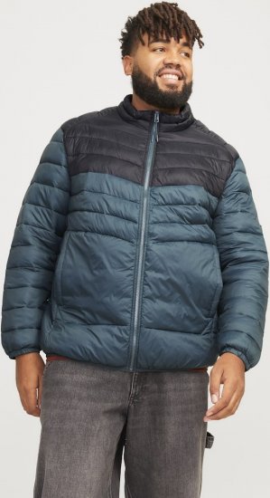 Jack & Jones SPRINT Black Blocking Quilted Collar Jacket Teal - Jakker - Store jakker - 2XL-12XL