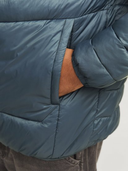 Jack & Jones SPRINT Black Blocking Quilted Collar Jacket Teal - Jakker - Store jakker - 2XL-12XL