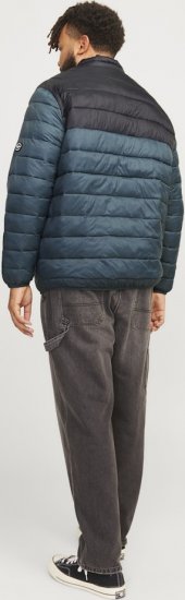 Jack & Jones SPRINT Black Blocking Quilted Collar Jacket Teal - Jakker - Store jakker - 2XL-12XL